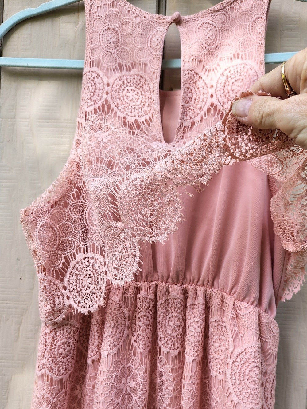BONGO Pink Floral Lace Dress Medium Sleeveless Elastic Waist Coastal Cowgirl - Picture 7 of 10